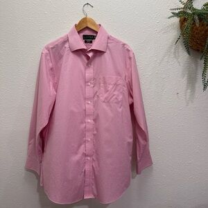 Lauren, Ralph Lauren pink/white gingham long sleeve button up non-iron slim fit